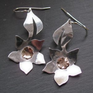 Cherry blossom earrings in silver and gold 2009