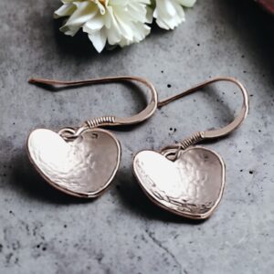 Silver hammered heart earrings