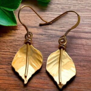 Silver Hazel leaf earrings with gold vermeil