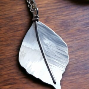 Silver Hazel leaf necklace