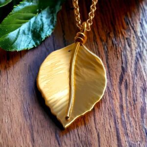 Silver Hazel leaf necklace with gold vermeil