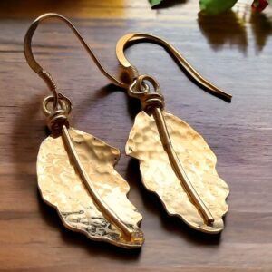 Oak leaf earrings in silver and gold vermeil