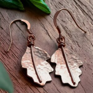 Oak leaf earrings in silver with rose gold vermeil