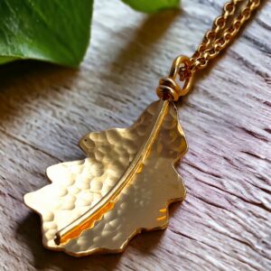 Oak leaf necklace in silver and gold vermeil