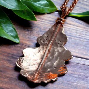 Oak leaf necklace in silver with rose gold vermeil
