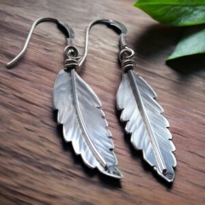 silver rowan leaf earrings