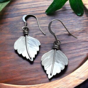 Silver birch leaf earrings
