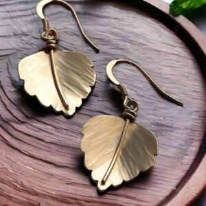 Birch leaf earrings in sterling silver and yellow gold vermeil