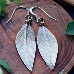 Silver willow leaf earrings