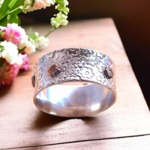 silver and copper buttercup ring