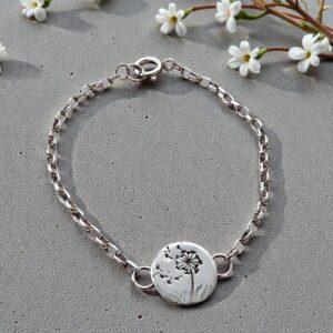 Sterling silver handmade dandelion charm bracelet