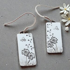 dandelion silver earrings