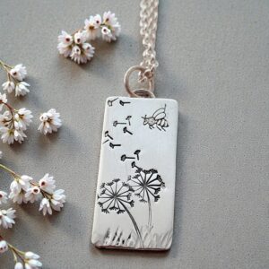 Dandelion and bee necklace