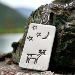 Silver red stag necklace