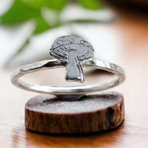 Silver fly agaric mushroom stacking ring