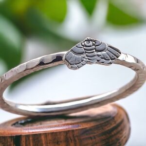Silver moth stacking ring