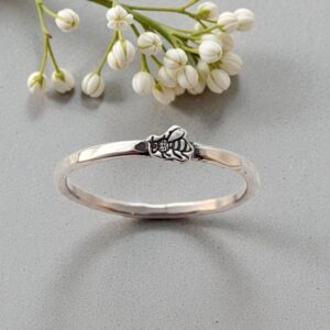 Handmade sterling silver bee stacking ring
