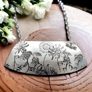 Silver country garden semi-circle necklace