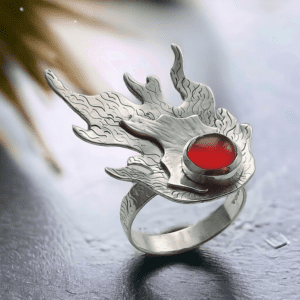 Handmade silver and carnelian fire ring