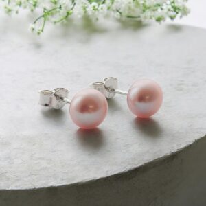 silver and soft pink pearl earrings