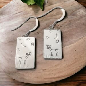 Red deer stag silver earrings