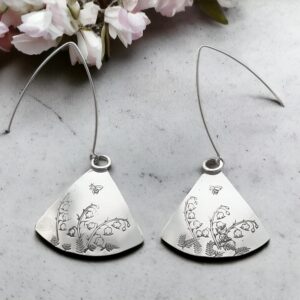 Lily of the valley and bee earrings