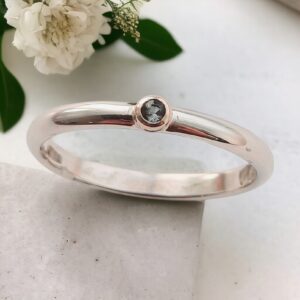 silver and vintage sapphire heavy hammered ring