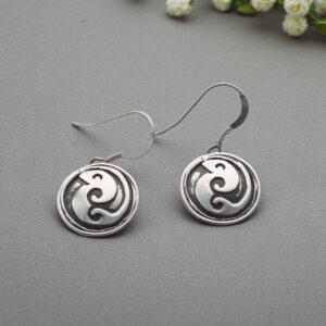 Pictish silver circle earrings