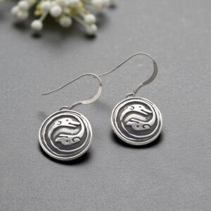 Pictish silver dog earrings
