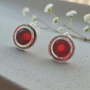 Silver and carnelian stud earrings