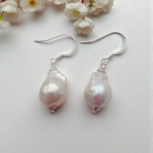 silver and south sea baroque pearl earrings