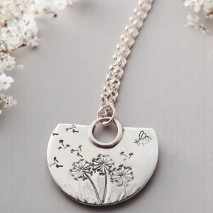 Dandelion and bee necklace