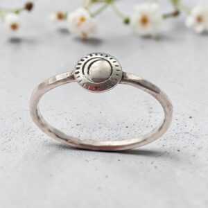 Handmade Silver Sun & Moon Stacking Ring | Celestial Silver Ring